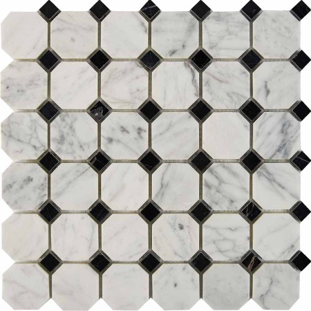  Pixel Mosaic Bianca Carrara, Nero Marquina,  48x48 ,  305305x8 ,  . PIX 209