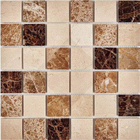  Pixel Mosaic Emperador Dark, light, Crema Nova,  48x48 ,  305305x6 ,  . PIX 270