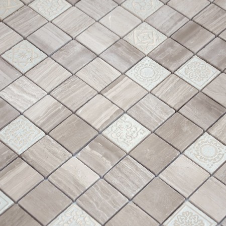 Мозаика Caramelle Mosaic Art Travertino Silver MAT 48x48x8 Мозаика Caramelle Mosaic Art Travertino Silver MAT 48x48x8